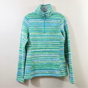 Spyder Striped Knit Fleece Green/Blue/Gray 1/4 Quarter-zip Jacket